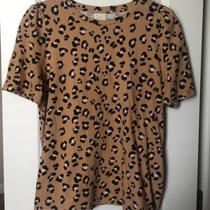 A New Day Leapord Blouse with Puffed Sleeves